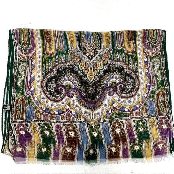 #37  Vintage  ETRO scarf is a luxurious piece made of 100% silk chiffon 56"x17" - Picture 8 of 11